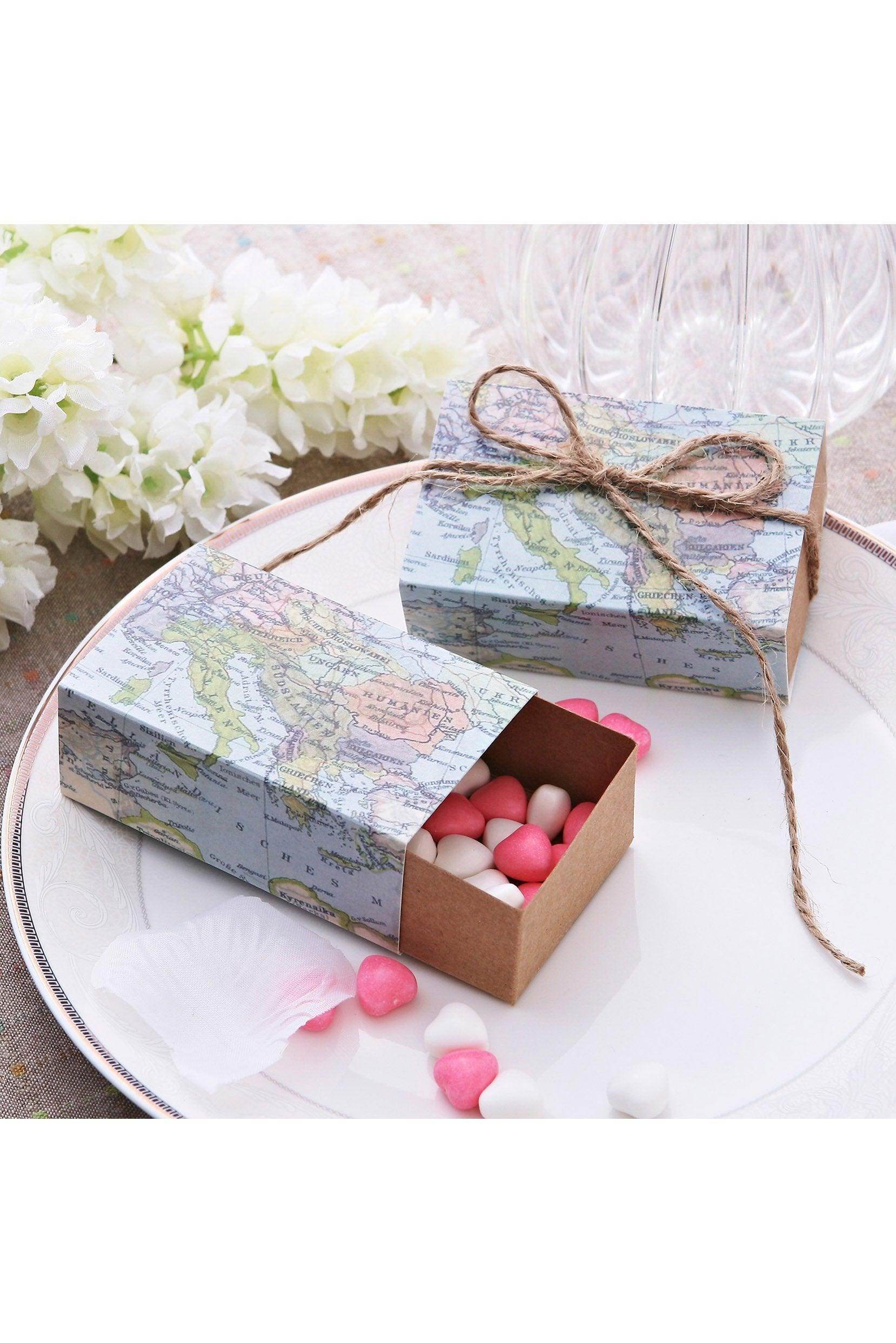 Around the World Map Favor Box for traveling theme wedding decoration gift box and Kraft box Party favor candy box CGF0258 (Set of 12 pcs) - COCOMELODY